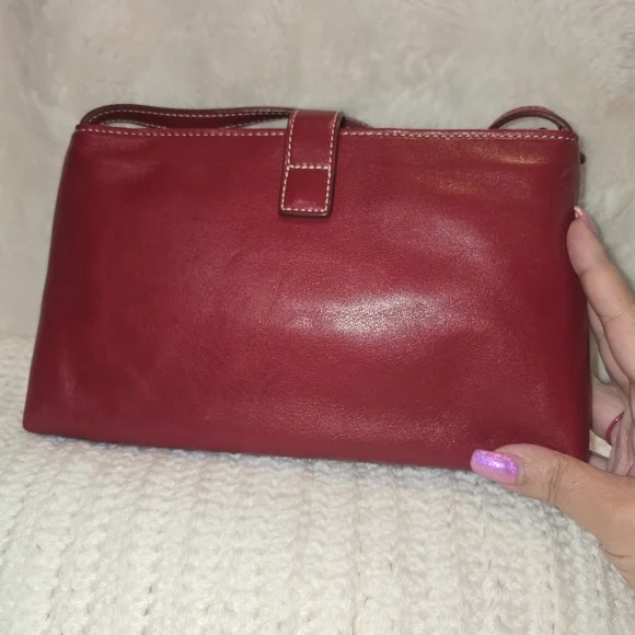 Euc LAUREN Ralph Lauren Red Leather Shoulder Bag - Picture 3 of 5